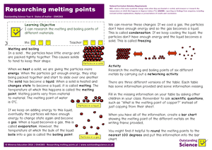 Outstanding Science Year 4 - States of matter | Researching melting points